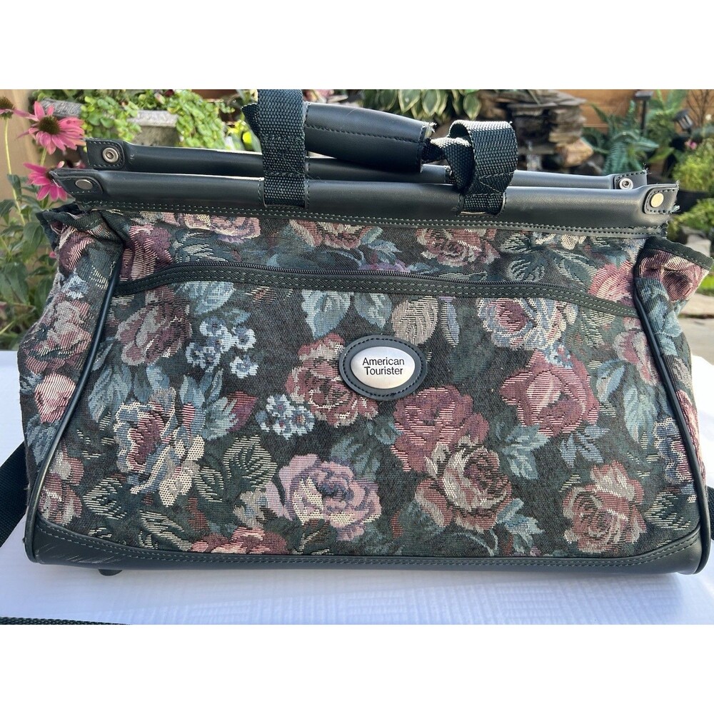 1990s American Tourister Floral Tapestry Carry On Bag Grandmacore